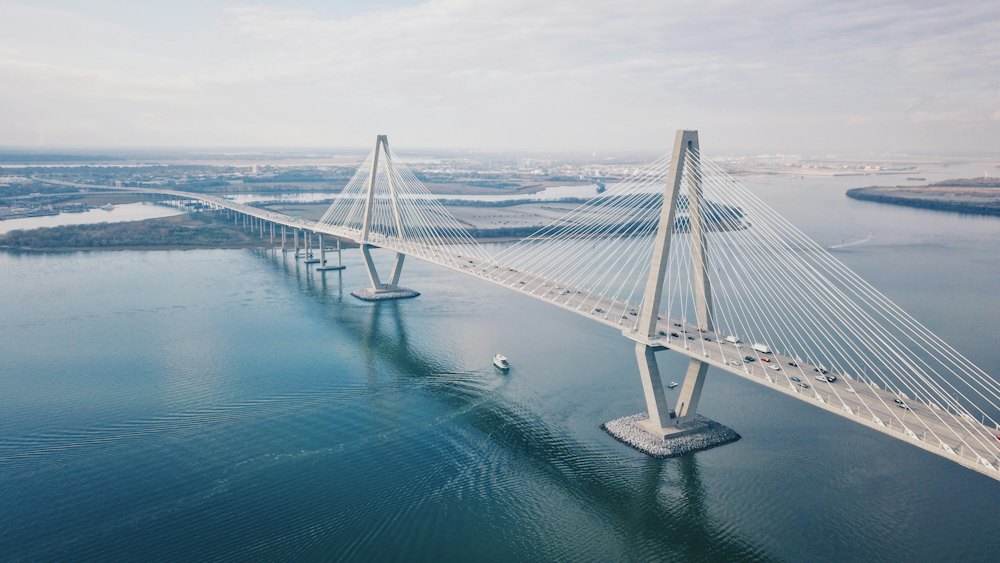 Cable-stayed bridge over water