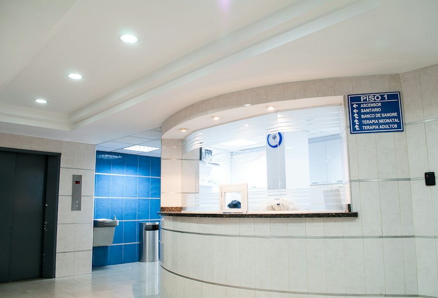 Bright, modern hospital reception