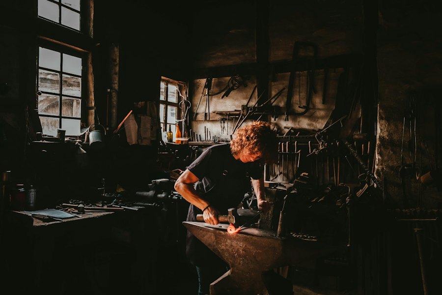 Craftsman at work in a workshop